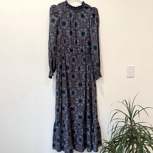 NWT Blue Quilt Pattern Universal Thread Peasant Dress